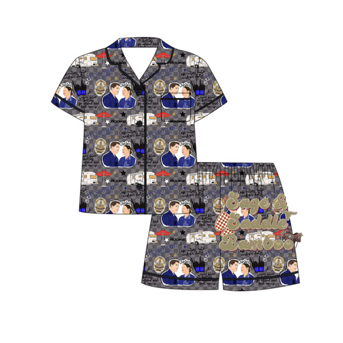 Adult Button Up + Shorts Set